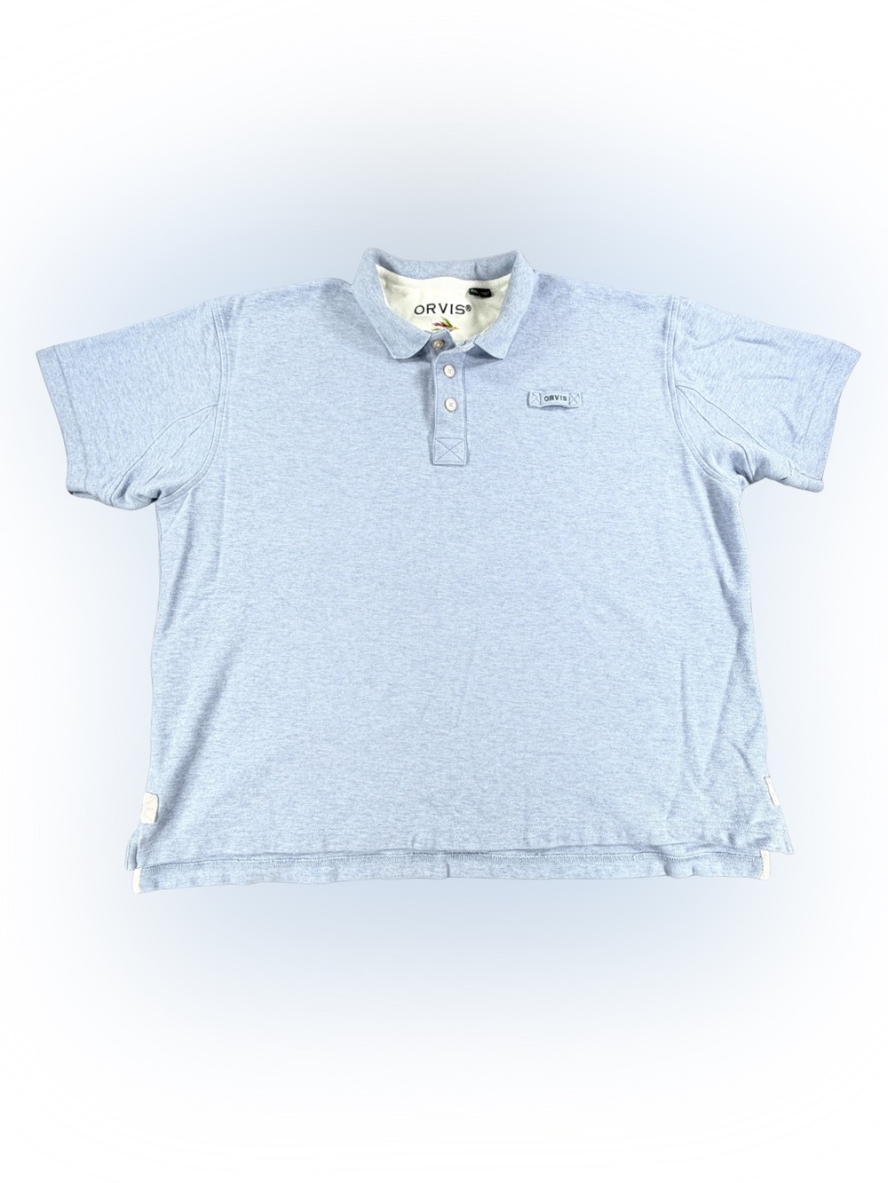 Men’s Orvis Pale Blue Short Sleeve Signature Polo Shirt Size XXL